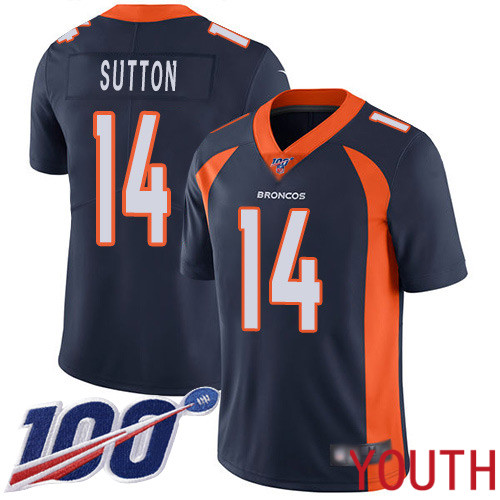 Youth Denver Broncos #14 Courtland Sutton Navy Blue Alternate Vapor Untouchable Limited Player 100th Season Football NFL Jersey